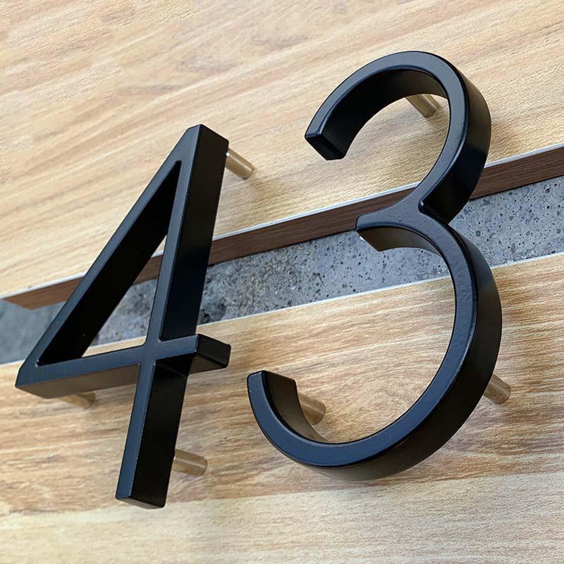 Yard Sign Blank - 125 มม.สีดําตัวเลขบ้านตัวอักษรกลางแจ้งที่อยู่ป้ายสําหรับลานลอยโลหะประตูหมายเลขประตูโมเดิร์นกล่องจดหมายป้าย