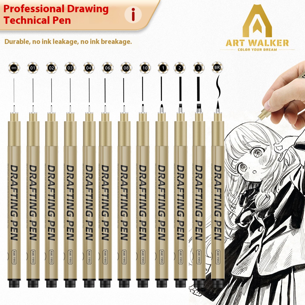 Copic Marker Sketch - ปากกาหัวเล็กสีดำสำหรับวาดการ์ตูน 1/6/9/12 ชิ้น หัวปากกาหลากหลายแบบ สำหรับวาดภาพร่าง สถาปัตยกรรม