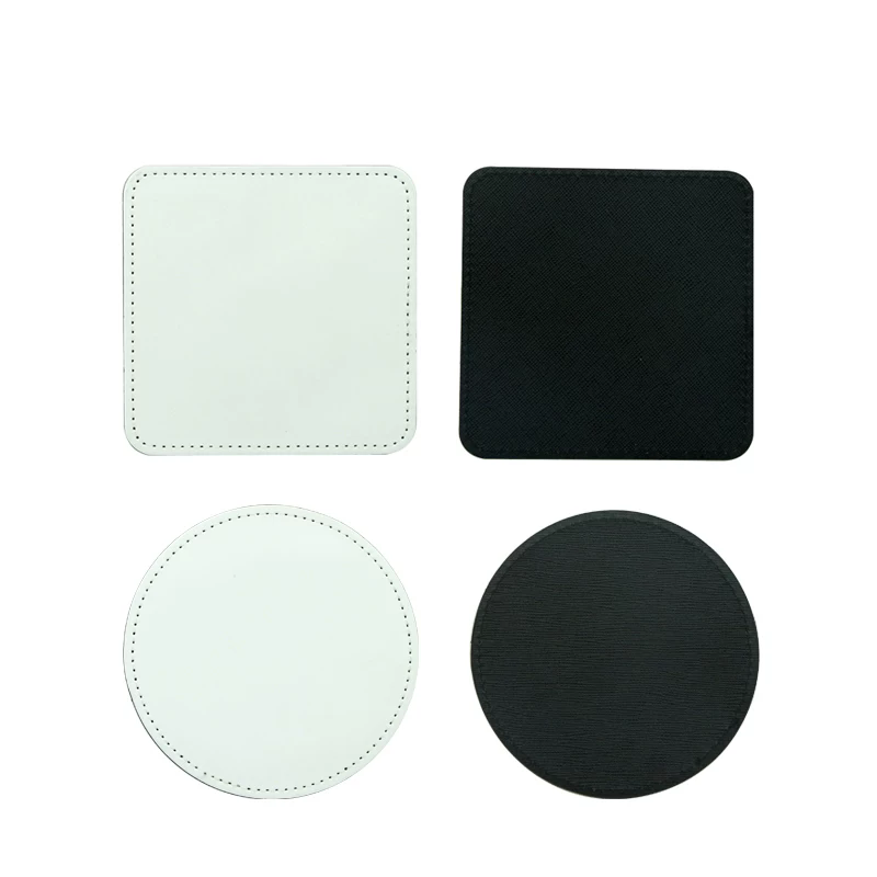 Coaster Sublimation Blank - แผ่นรองแก้วหนัง PU สำหรับพิมพ์ลายแบบซับลิเมชั่น จำนวน 10 ชิ้น/ชุด