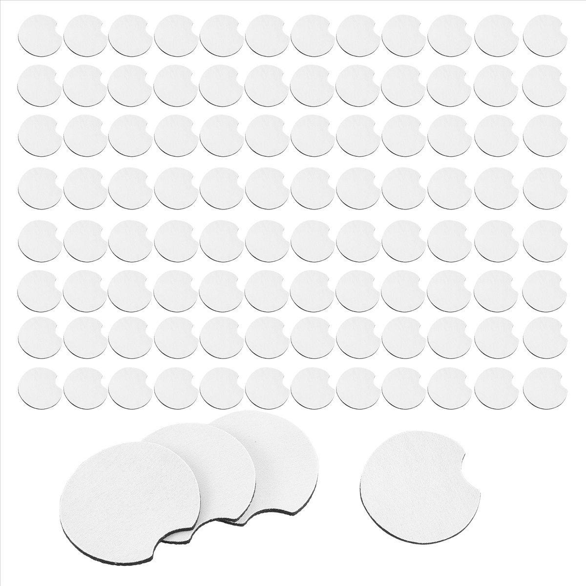 Coaster Sublimation Blank - แผ่นรองแก้วรถยนต์แบบเปล่าสำหรับงานซับลิเมชั่น AA83 จำนวน 100 ชิ้น, แผ่นรองแก้วทรงกลมแบบเปล่า,