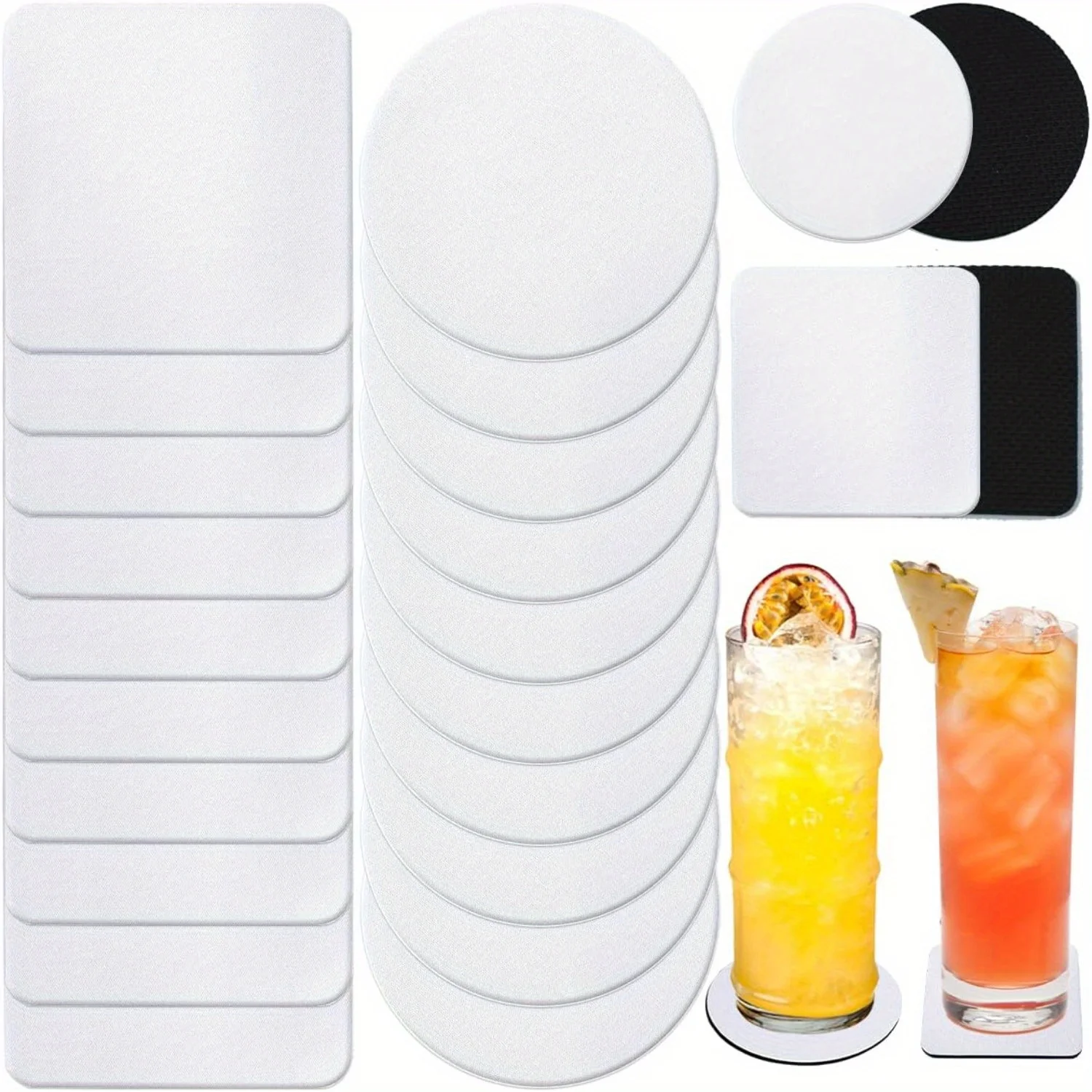 Coaster Sublimation Blank - 30/50 ชิ้นสแควร์และรอบระเหิด Coaster ช่องว่าง-DIY ความร้อนถ้วยสําหรับตกแต่งบ้านและห้องครัว