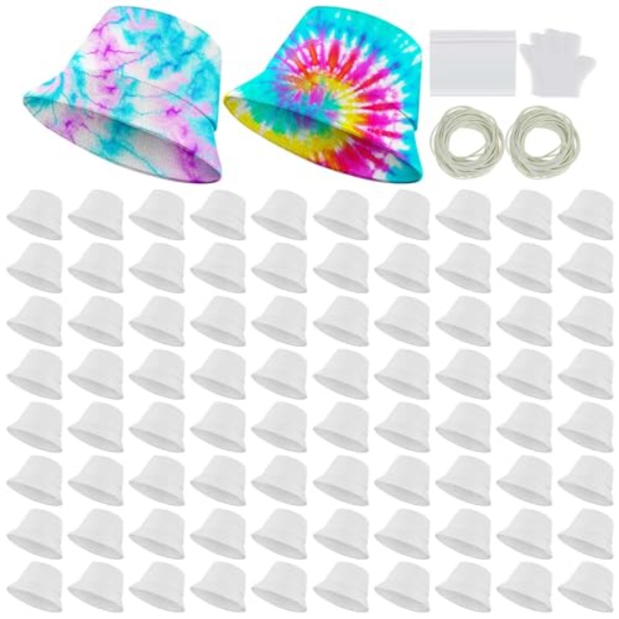 Hat Sublimation Blank - หมวกบักเก็ตผ้าฝ้ายสีขาวสำหรับทำหมวกย้อมสี หมวกกันแดดเปล่าสำหรับงาน DIY อุปกรณ์เสริมสำหรับงานปาร์ตี้ย้อมสี